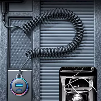 Ładowarka samochodowa Joyroom JR-CL07 3-w-1 60W z wbudowanym kablem USB-C 1,6 m, czarna