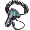 Ładowarka samochodowa Joyroom JR-CL07 3-w-1 60W z wbudowanym kablem USB-C 1,6 m, czarna