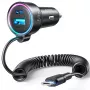 Ładowarka samochodowa Joyroom JR-CL07 3-w-1 60W z wbudowanym kablem USB-C 1,6 m, czarna