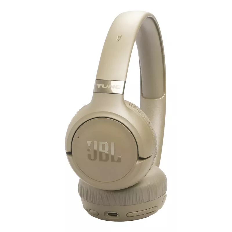 Zestaw słuchawkowy JBL Tune 680NC, przewodowy i bezprzewodowy (Bluetooth, USB-C), nauszny, pałąk nagłowny, beżowy, 20–20000 Hz, 161 g