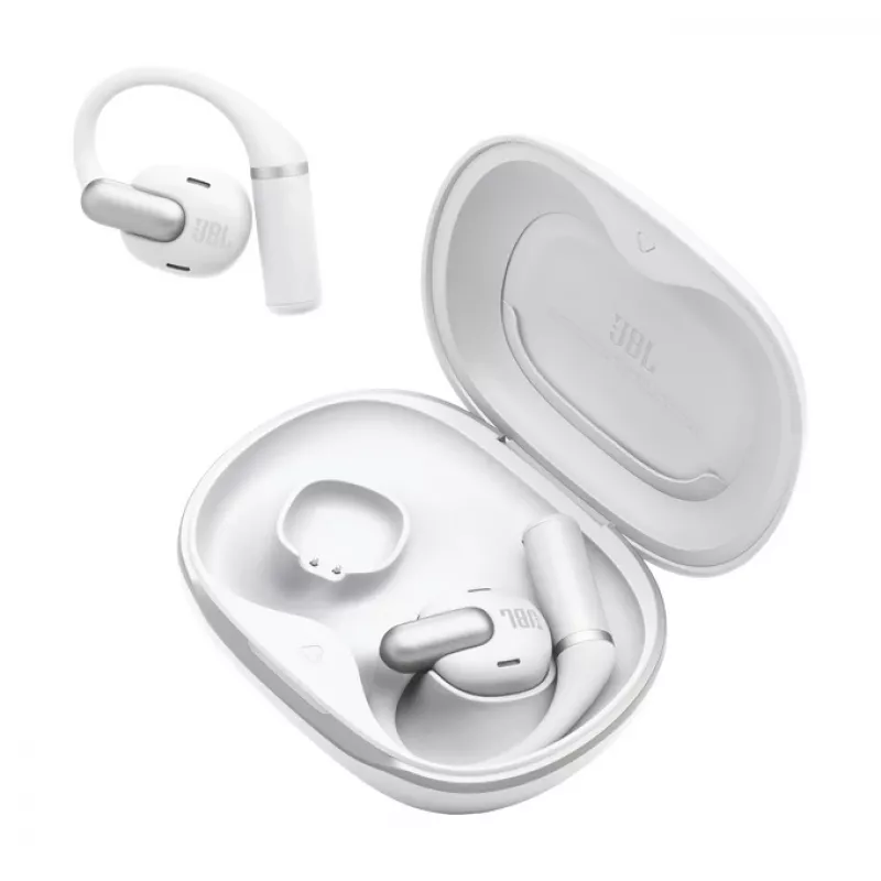 Zestaw słuchawkowy JBL Sense Pro TWS z zaczepem na ucho, do połączeń i muzyki, 20–40000 Hz, podstawka ładująca USB-C, biały