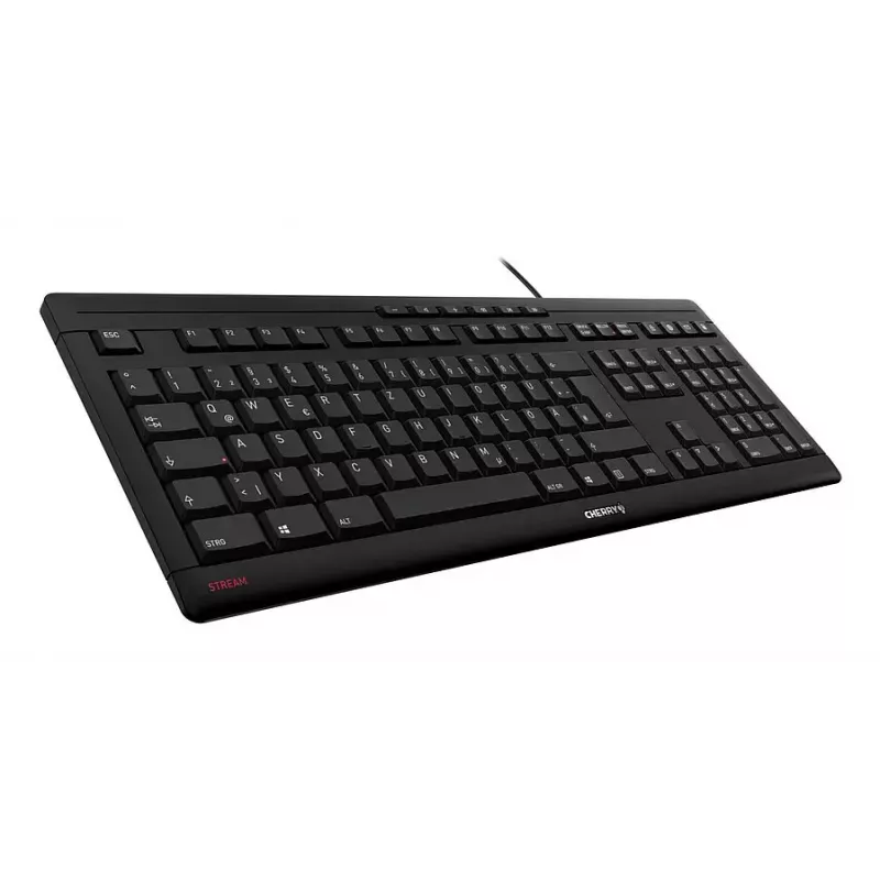 Klawiatura CHERRY STREAM do domu/biura USB QWERTY Portuguese czarna szara pełnowymiarowa 115 klawiszy