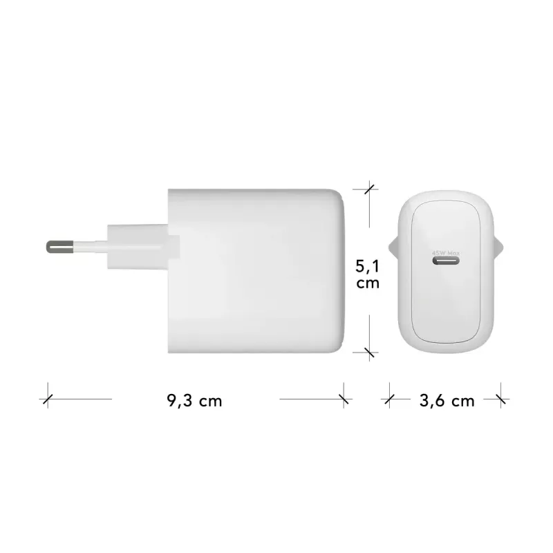 Ładowarka sieciowa USB-C 45 W d bramante re-charge Pro — Wewnętrzna, 110–240 V, biała