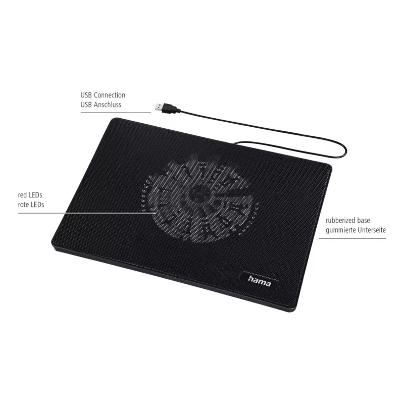 Podkładka chłodząca Hama cienki do laptopa 39,6 cm (15,6 cala) Czarna