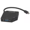 Manhattan Mini DisplayPort 1.2 do HDMI, DVI i VGA adapter kablowy (3-w-1), 25 cm, czarny, męski do żeńskiego, pasywny, HDMI 4K@30Hz, VGA i DVI 1080p@60Hz, odpowiednik MDP2VGDVHD, kompatybilny z DVI-D, trzyletnia gwarancja, blister
