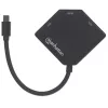 Manhattan Mini DisplayPort 1.2 do HDMI, DVI i VGA adapter kablowy (3-w-1), 25 cm, czarny, męski do żeńskiego, pasywny, HDMI 4K@30Hz, VGA i DVI 1080p@60Hz, odpowiednik MDP2VGDVHD, kompatybilny z DVI-D, trzyletnia gwarancja, blister