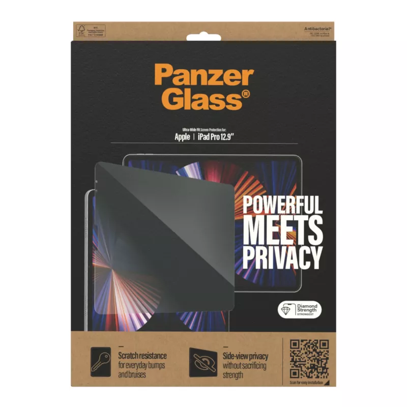 Szkło ochronne PanzerGlass do Apple iPad Pro 12.9 cala (2018/2020/2021/2022) Privacy, szkło hartowane + PET, 32,8 cm
