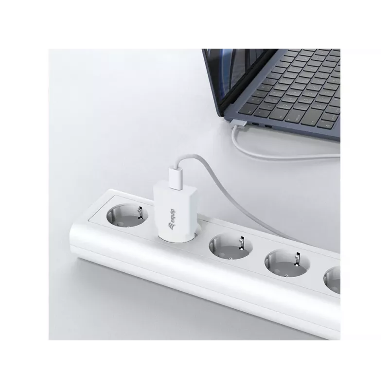 Ładowarka ścienna EQUIP 1-Port 20W GaN USB-C PD — wejście 100–240V, wyjście maks. 12V, biała