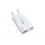 EQUIP 2‑portowa 20W GaN cienki ładowarka USB PD — USB‑C x1, USB‑A x1, wejście 100–240V, maks. wyjście 12V, biała