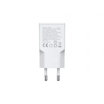 EQUIP 2‑portowa 20W GaN cienki ładowarka USB PD — USB‑C x1, USB‑A x1, wejście 100–240V, maks. wyjście 12V, biała