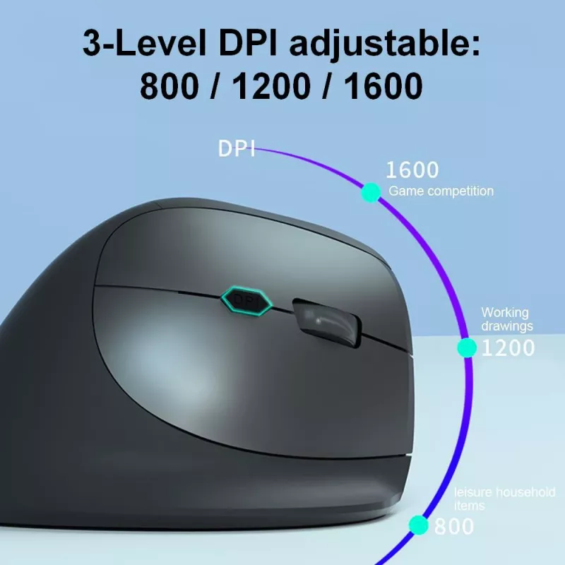 EQUIP ergonomiczna pionowa mysz bezprzewodowa praworęczna 1600 DPI, RF Wireless + Bluetooth, ładowalna, 6 przycisków, czarna