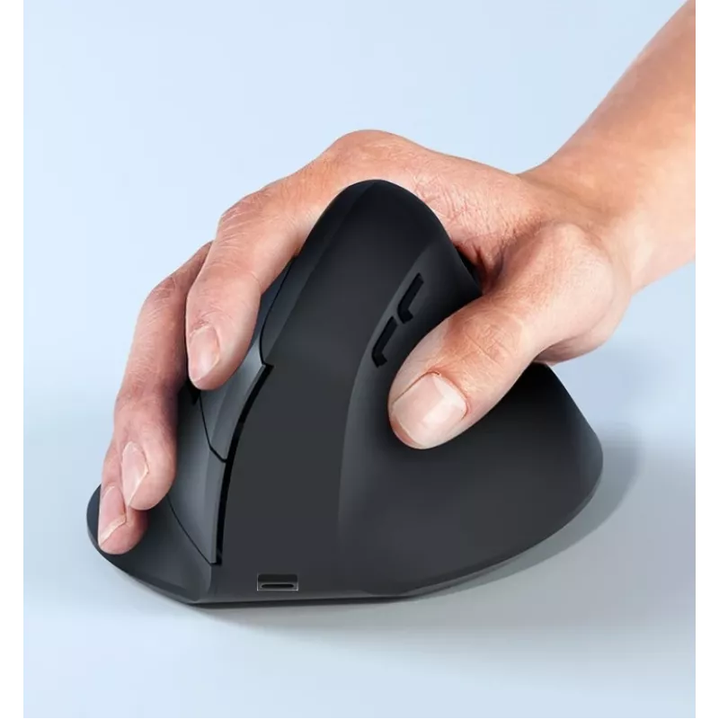 EQUIP ergonomiczna pionowa mysz bezprzewodowa praworęczna 1600 DPI, RF Wireless + Bluetooth, ładowalna, 6 przycisków, czarna