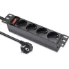 Listwa zasilająca QOLTEC 54603 — montowana w szafie rack 1U, wejście 16A, 4× gniazda SCHUKO