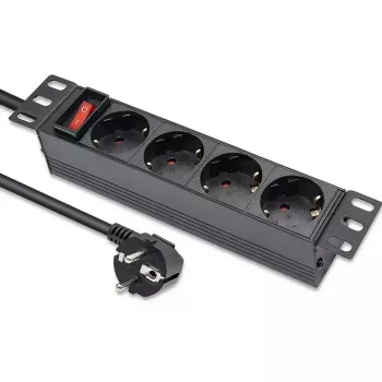 Listwa zasilająca QOLTEC 54603 — montowana w szafie rack 1U, wejście 16A, 4× gniazda SCHUKO