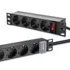 Listwa zasilająca QOLTEC 54603 — montowana w szafie rack 1U, wejście 16A, 4× gniazda SCHUKO