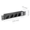 Listwa zasilająca QOLTEC 54603 — montowana w szafie rack 1U, wejście 16A, 4× gniazda SCHUKO