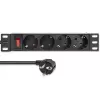 Listwa zasilająca QOLTEC 54603 — montowana w szafie rack 1U, wejście 16A, 4× gniazda SCHUKO