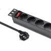 Listwa zasilająca QOLTEC 54603 — montowana w szafie rack 1U, wejście 16A, 4× gniazda SCHUKO