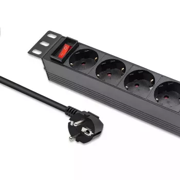 Listwa zasilająca QOLTEC 54603 — montowana w szafie rack 1U, wejście 16A, 4× gniazda SCHUKO