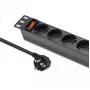 Listwa zasilająca QOLTEC 54603 — montowana w szafie rack 1U, wejście 16A, 4× gniazda SCHUKO