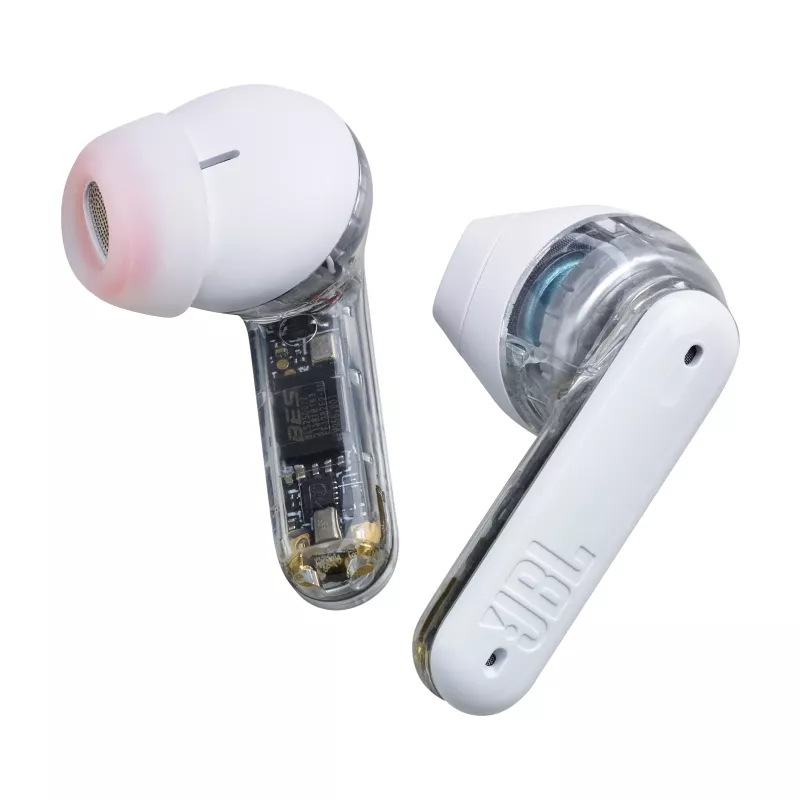 JBL Tune Flex Ghost Edition Zestaw słuchawkowy True Wireless Stereo (TWS) Douszny Połączenia/Muzyka Bluetooth Przezroczysty, Biały