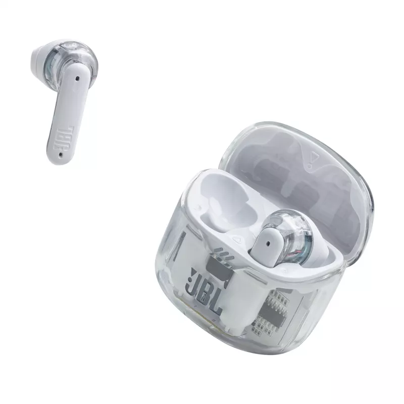 JBL Tune Flex Ghost Edition Zestaw słuchawkowy True Wireless Stereo (TWS) Douszny Połączenia/Muzyka Bluetooth Przezroczysty, Biały