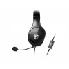 MSI IMMERSE GH20 Gaming Headset '3.5mm inline with audio splitter accessory, Czarny, 40mm Drivers, Unidirectional Mic, PC & Cross-Platform Compatibility'