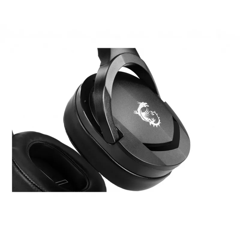 MSI IMMERSE GH20 Gaming Headset '3.5mm inline with audio splitter accessory, Czarny, 40mm Drivers, Unidirectional Mic, PC & Cross-Platform Compatibility'