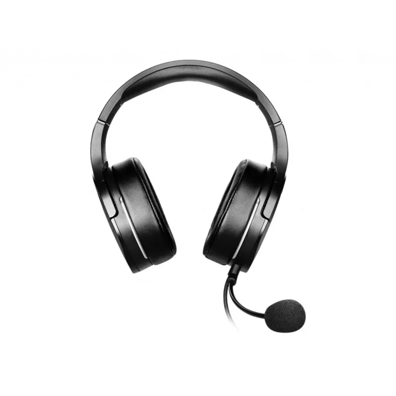MSI IMMERSE GH20 Gaming Headset '3.5mm inline with audio splitter accessory, Czarny, 40mm Drivers, Unidirectional Mic, PC & Cross-Platform Compatibility'