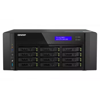 NAS Tower QNAP TS-h1290FX — EPYC 7302P 3.0 GHz, 128 GB DDR4, 12-zatokowy, QuTS hero, Czarny