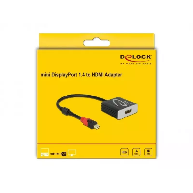 Aktywny adapter mini DisplayPort 1.4 na HDMI DeLOCK 65302