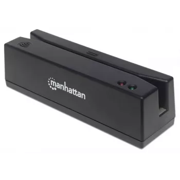 Manhattan USB-A Magnetyczny czytnik kart paskowych, czytnik trzech ścieżek, dekoder klawiaturowy, kabel 1,5 m, czarny, trzyletnia gwarancja