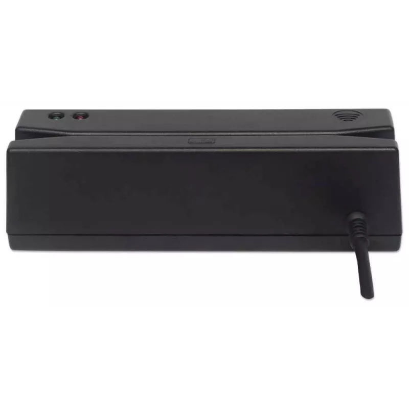 Manhattan USB-A Magnetyczny czytnik kart paskowych, czytnik trzech ścieżek, dekoder klawiaturowy, kabel 1,5 m, czarny, trzyletnia gwarancja