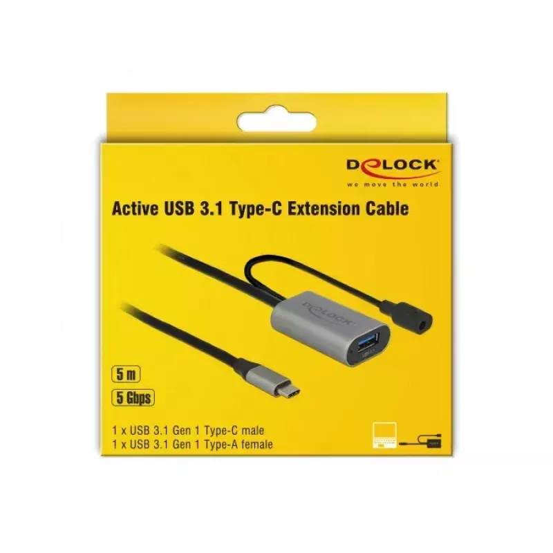 Kabel USB DeLOCK 85391 USB 3.2 Gen 1 5 m USB A USB C Czarny Szary