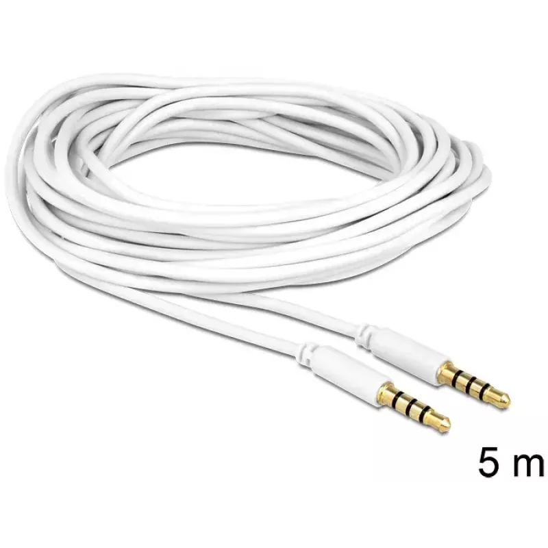 Kabel audio 3,5 mm męski na męski DeLOCK 83443 5 m biały