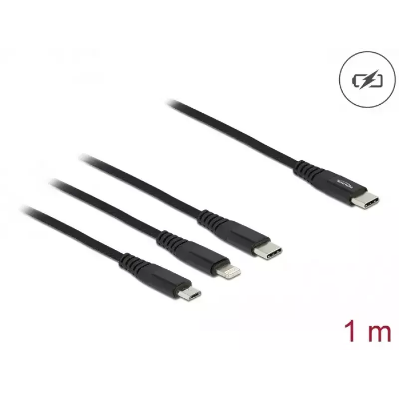 Kabel do ładowania USB DeLOCK 87149 3 w 1 USB Type-C do Lightning Micro USB 1m