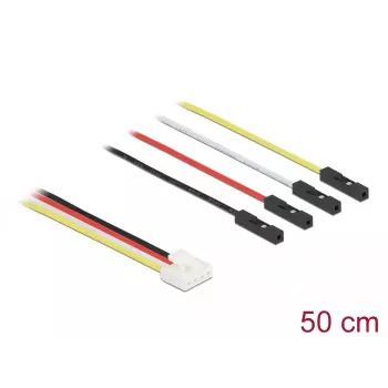 Wewnętrzny kabel zasilający DELOCK 86950, 0,5 m, wtyk męski do żeńskiego, wielokolorowy (czarny/czerwony/biały/żółty)