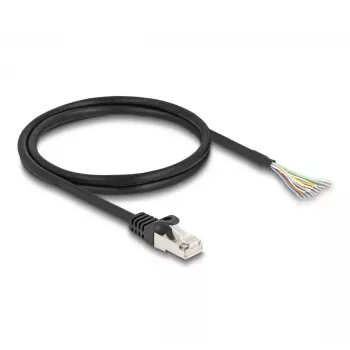 Kabel DeLOCK RJ50 męski na gołe końcówki przewodów S/FTP 1 m czarny