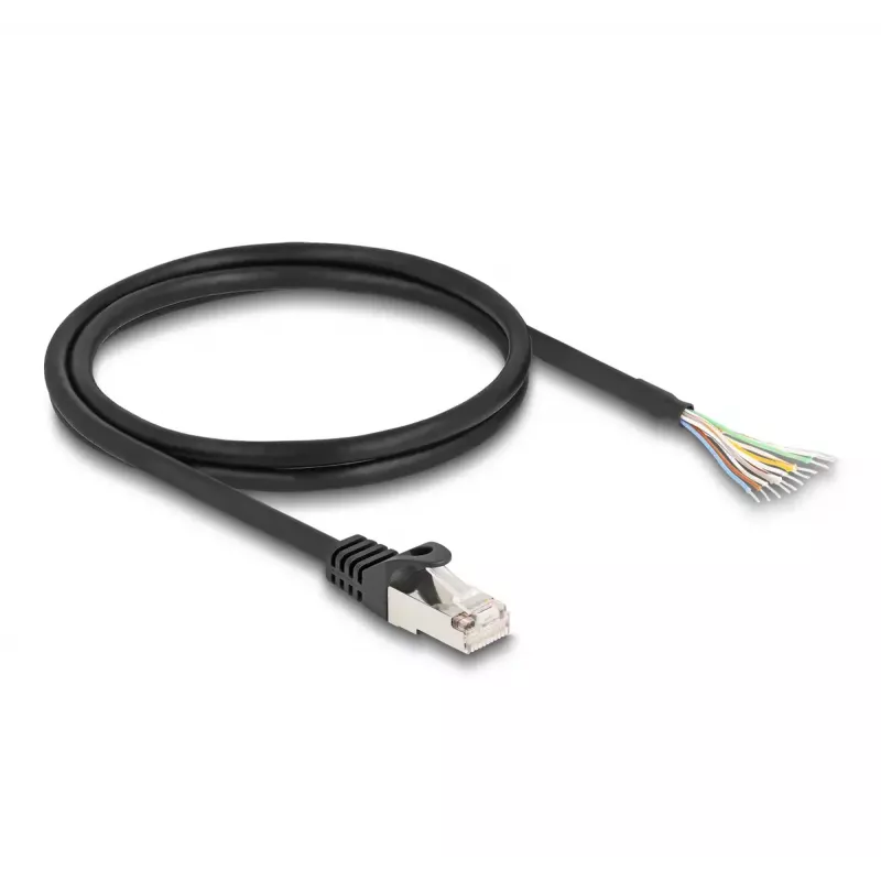 Kabel DeLOCK RJ50 męski na gołe końcówki przewodów S/FTP 1 m czarny