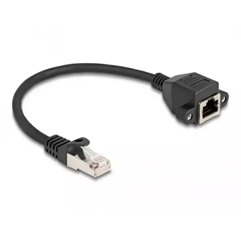 DeLOCK Kabel przedłużający RJ50 męski na żeński S/FTP 0,25 m czarny