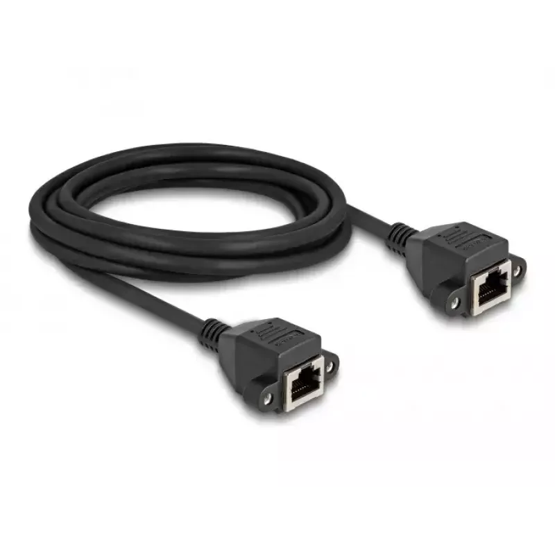 Przedłużacz DeLOCK RJ50, złącze żeńskie na żeńskie, S/FTP, 5 m, czarny