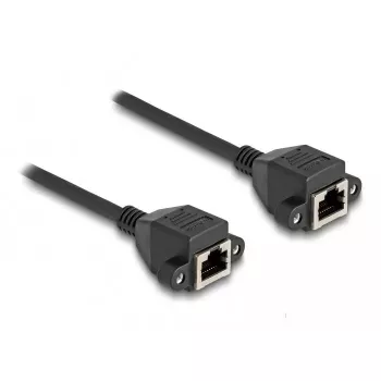 Przedłużacz DeLOCK RJ50, złącze żeńskie na żeńskie, S/FTP, 5 m, czarny