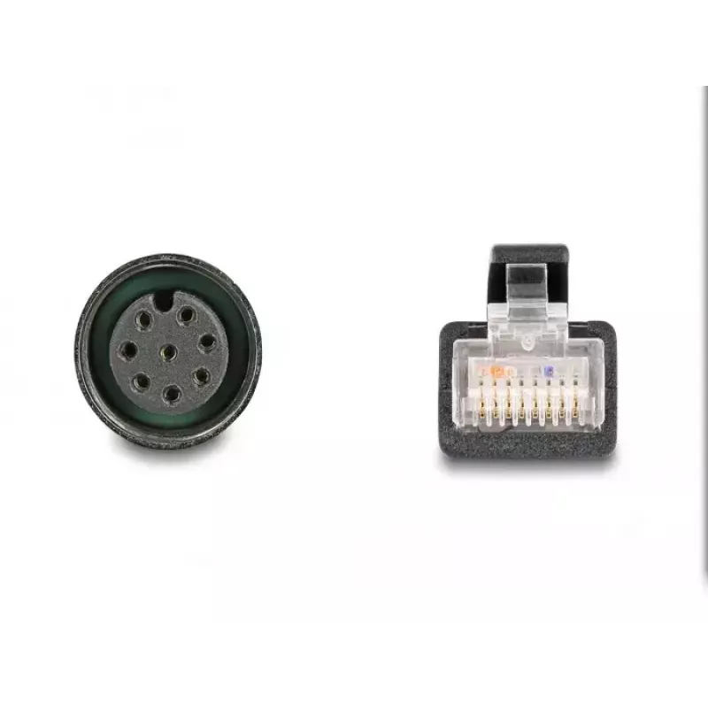 adapter kablowyowy DeLOCK M12, A-kodowany, 8-pinowe gniazdo żeńskie na wtyk męski RJ45, 50 cm