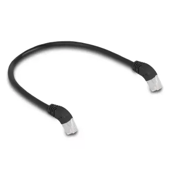 Kabel sieciowy DeLOCK RJ45 Cat.6A S/FTP 45° w dół kątowy 0,5 m czarny