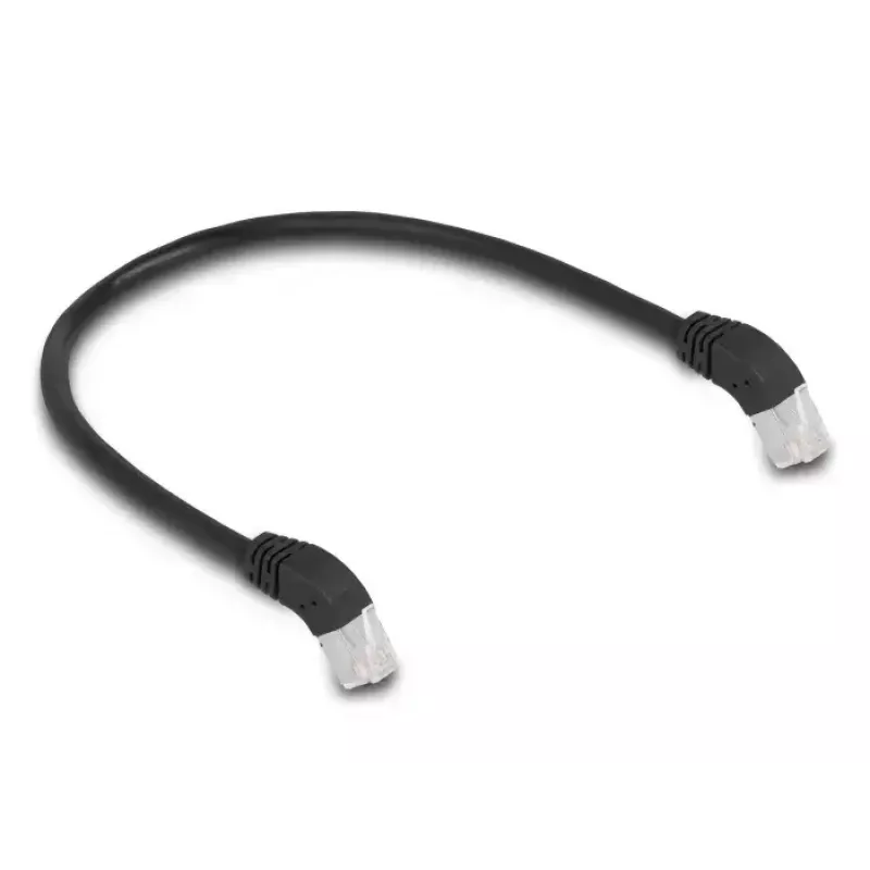 Kabel sieciowy DeLOCK RJ45 Cat.6A S/FTP 45° w dół kątowy 0,5 m czarny