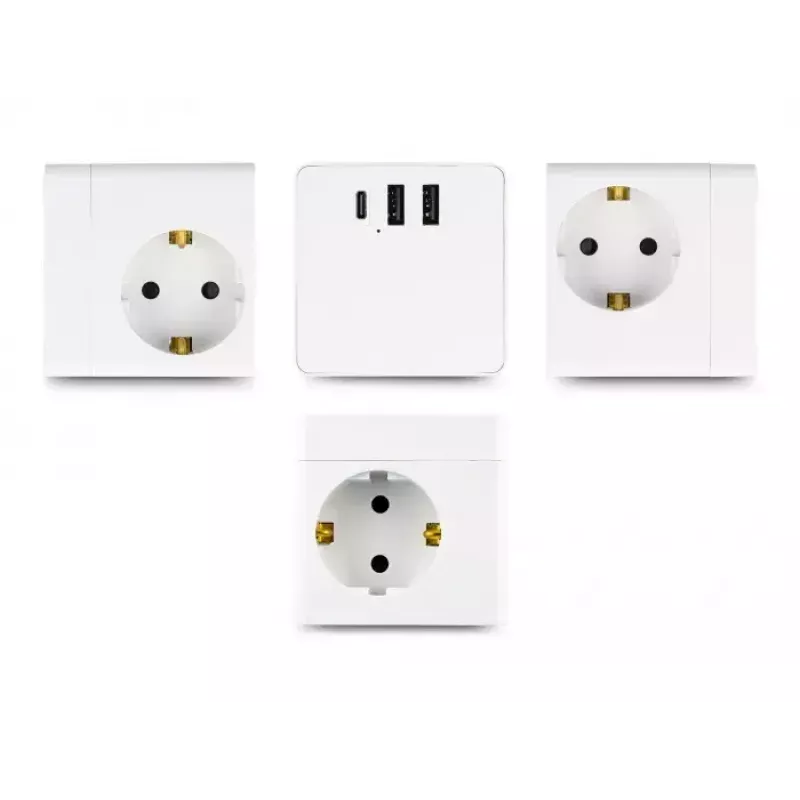 DeLOCK 11497 Gniazdko CEE 7/3 + USB Biały 250V 16A