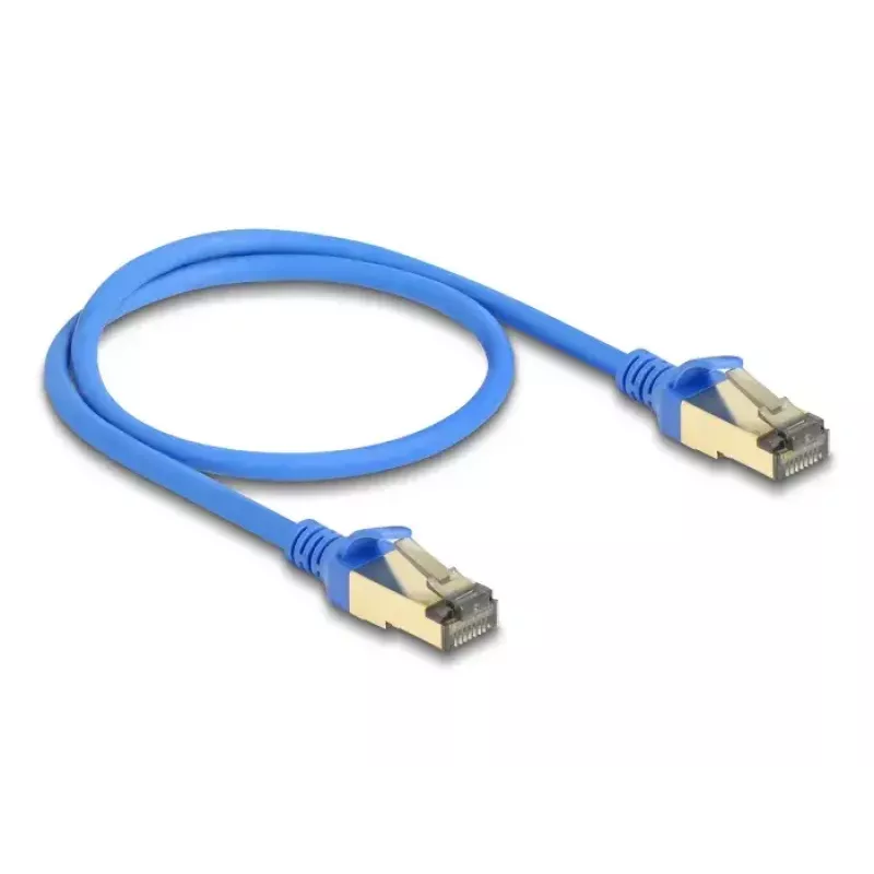 Kabel sieciowy DeLOCK RJ45 kat.8.1 F/FTP cienki 0,5 m niebieski