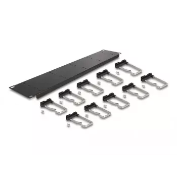 Panel do zarządzania kablami DeLOCK 19 cali 66919 z 10 metalowymi haczykami czarny
