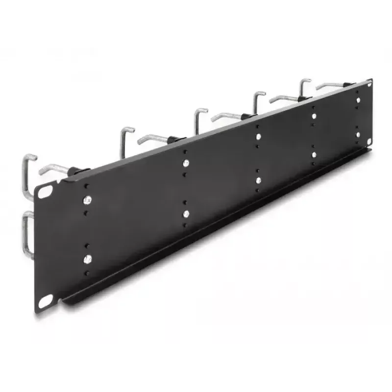 Panel do zarządzania kablami DeLOCK 19 cali 66919 z 10 metalowymi haczykami czarny