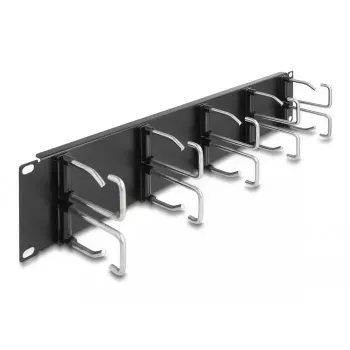 Panel do zarządzania kablami DeLOCK 19 cali 66919 z 10 metalowymi haczykami czarny